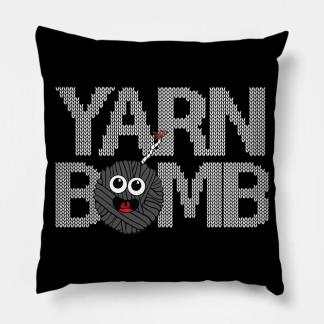 Yarn Bomb with Knit Purl Fuse Ravel Crochet Weaver Knitting Pillow by belownormal
