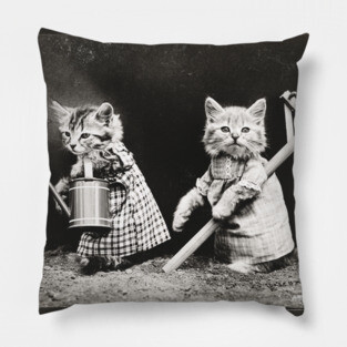 Vintage Gardening Kitties Photo Pillow