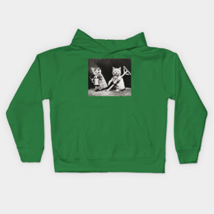Vintage Gardening Kitties Photo Kids Hoodie