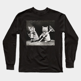 Vintage Gardening Kitties Photo Long Sleeve T-Shirt