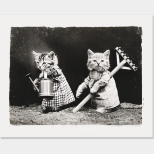 Vintage Gardening Kitties Photo Posters and Art
