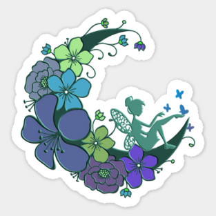 Magical Fairy with Floral Moon Sticker