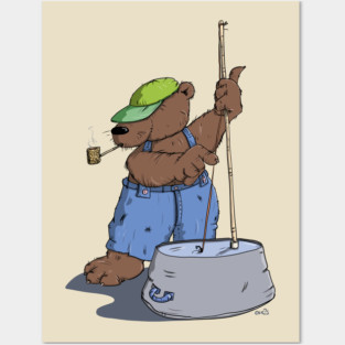 Hillbilly Bear plays Bass Guitar Posters and Art