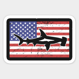 Patriotic American Flag – Hammerhead Shark Sticker