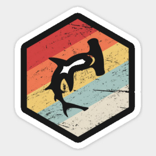 Retro Vintage Hammerhead Shark Icon Sticker
