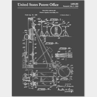 Drum Set Patent White Posters and Art