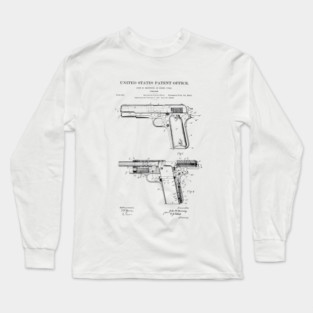 Firearm Colt 1911 Patent Black Long Sleeve T-Shirt