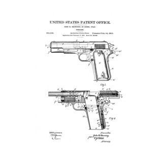 Firearm Colt 1911 Patent Black T-Shirt