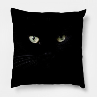 Black cat face and eyes Pillow