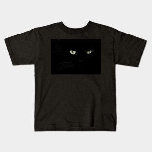 Black cat face and eyes Kids T-Shirt