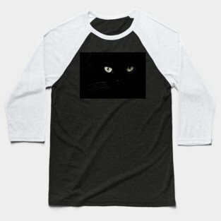 Black cat face and eyes Baseball T-Shirt