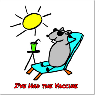 Vaccinated Cartoon Rat Relaxing Posters and Art
