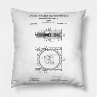Tesla Turbine Patent Black Pillow