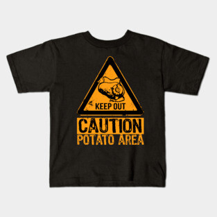 Potato Area - Funny Caution Sign - Portal Video Game Kids T-Shirt