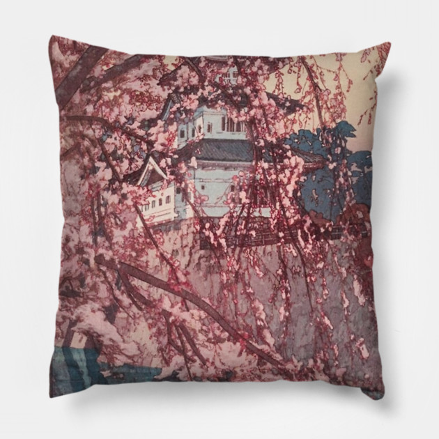 Hirosaki Castle - Yoshida Hiroshi Pillow by James Bates