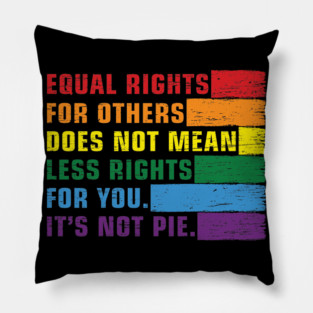 Equal rights for others does not mean less rights for you. its not pie. Color vintage rainbow. Pillow