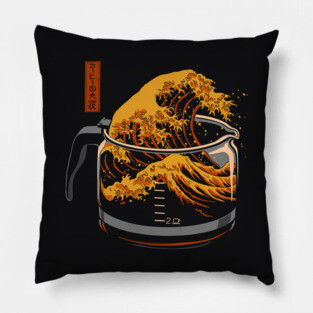 The Great Wave of Coffee Pillow