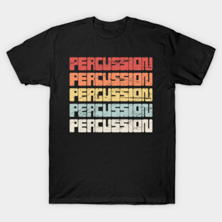 Retro 70s PERCUSSION Text T-Shirt