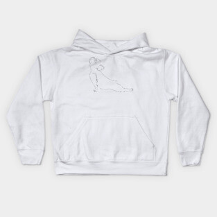 One Line French Bulldog Upward Facing Dog Kids Hoodie