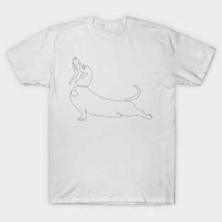 One Line Dachshund Upward Facing Dog T-Shirt