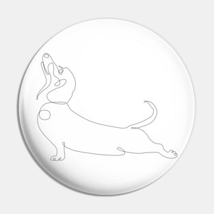 One Line Dachshund Upward Facing Dog Pin