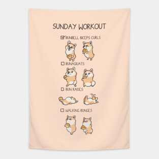 Sunday Workout with Corgi Tapestry
