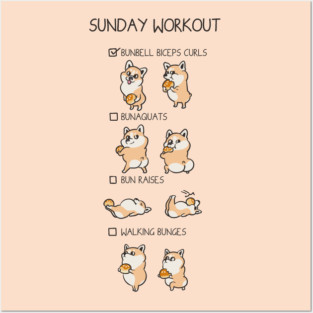 Sunday Workout with Corgi Posters and Art