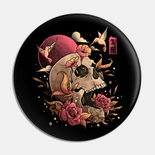 Life and Death Skull Flowers Gift Pin