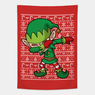 Dabbing Elf Ugly Christmas Sweater Tapestry