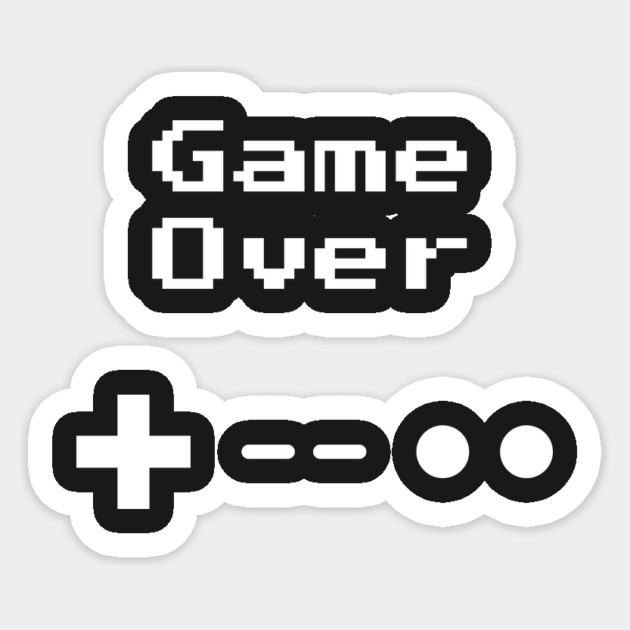 Game Over 8-bit Retro Gaming Sticker by Nonstop Shirts