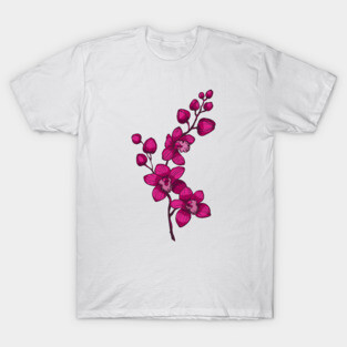 branch with purple orchid flowers T-Shirt