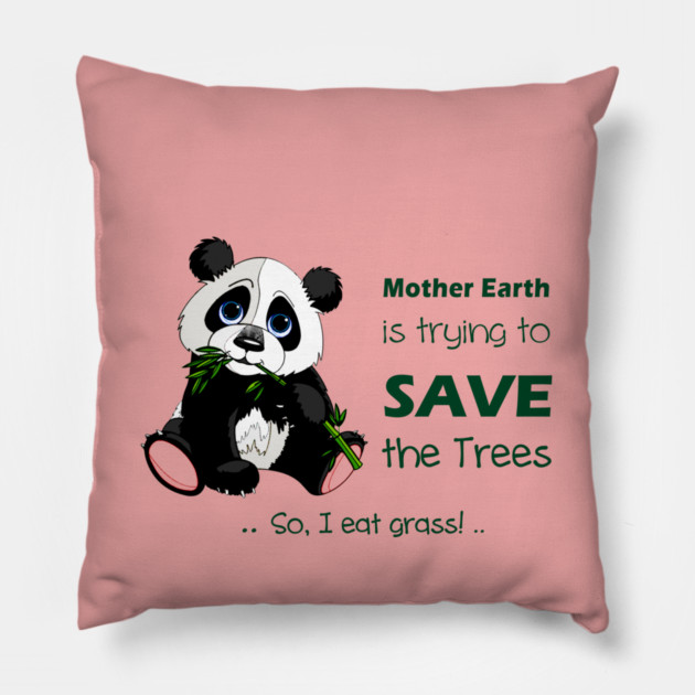 Cute Panda preferred to eat grass! Pillow by C.Code