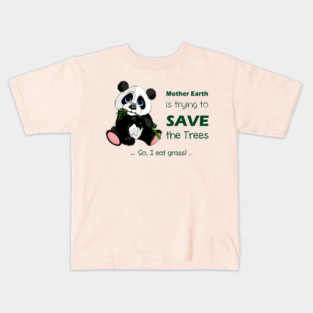 Cute Panda preferred to eat grass! Kids T-Shirt