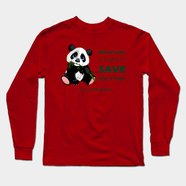 Cute Panda preferred to eat grass! Long Sleeve T-Shirt by C.Code