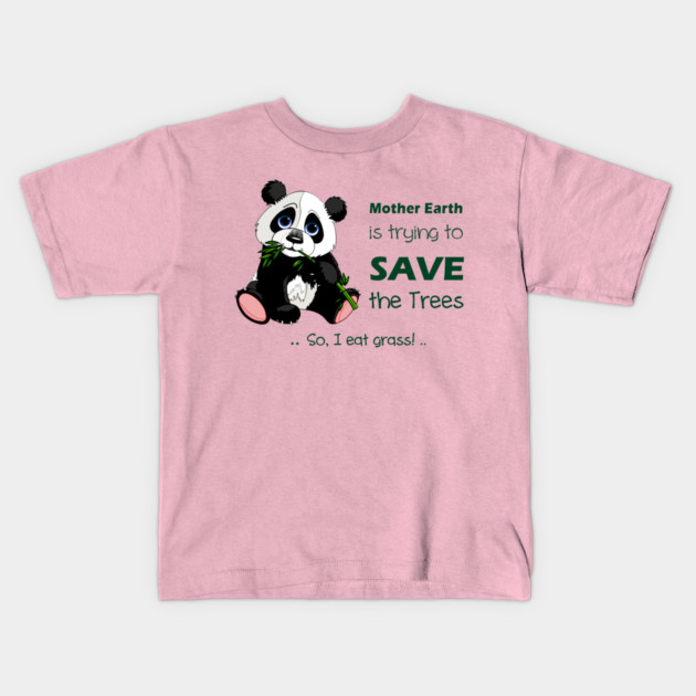 Cute Panda preferred to eat grass! Kids T-Shirt by C.Code