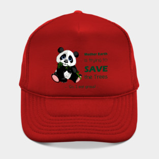 Cute Panda preferred to eat grass! Hat