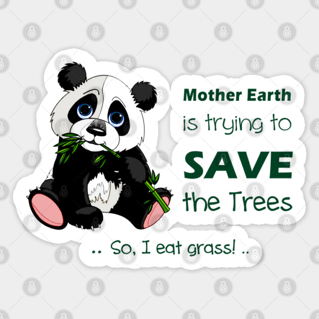 Cute Panda preferred to eat grass! Sticker by C.Code
