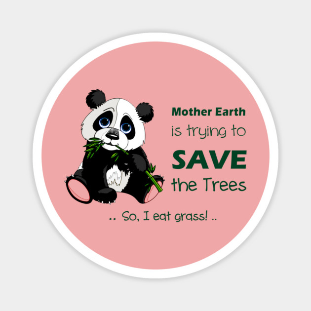 Cute Panda preferred to eat grass! Magnet by C.Code