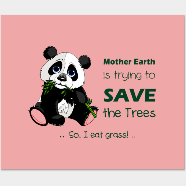 Cute Panda preferred to eat grass! Wall Art by C.Code