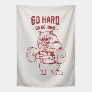 Go Hard or Go home Cat Tapestry