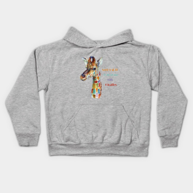 Save Earth, It's the only place with Giraffes Kids Hoodie by C.Code