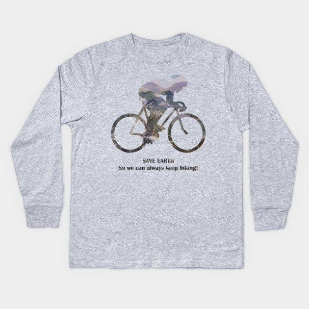 Save Earth, So we can always keep biking Kids Long Sleeve T-Shirt by C.Code