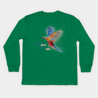 Save Earth, Save Life parrot design on shirts, hoodies, Mugs, covers, masks and more Kids Long Sleeve T-Shirt