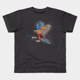 Save Earth, Save Life parrot design on shirts, hoodies, Mugs, covers, masks and more Kids T-Shirt