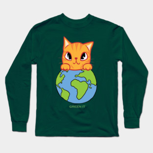 Green It! A cute cat design on shirts, hoodies, Mugs, phone and laptop covers Long Sleeve T-Shirt