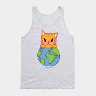 Green It! A cute cat design on shirts, hoodies, Mugs, phone and laptop covers Tank Top