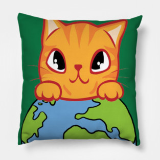 Green It! A cute cat design on shirts, hoodies, Mugs, phone and laptop covers Pillow