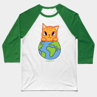 Green It! A cute cat design on shirts, hoodies, Mugs, phone and laptop covers Baseball T-Shirt