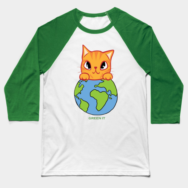 Green It! A cute cat design on shirts, hoodies, Mugs, phone and laptop covers Baseball T-Shirt by C.Code