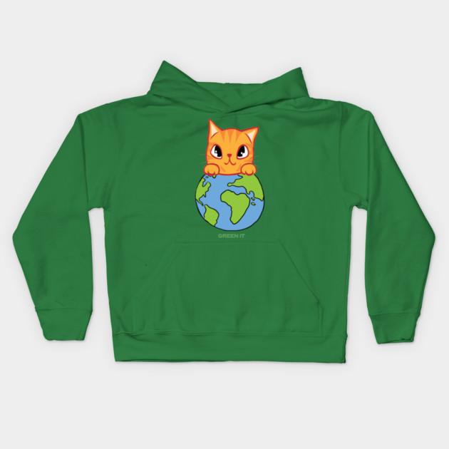 Green It! A cute cat design on shirts, hoodies, Mugs, phone and laptop covers Kids Hoodie by C.Code